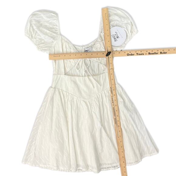 Princess Polly White Caria Puff Short Sleeve Cut Out Mini Dress size 0 NEW Tags - Picture 3 of 11